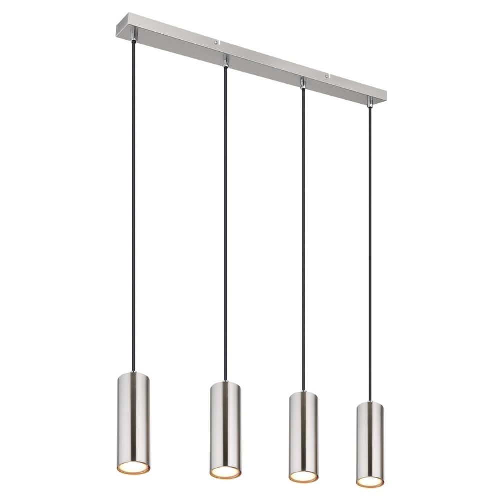 Plafonnier suspendu en nickel mat, 4 ampoules GU10