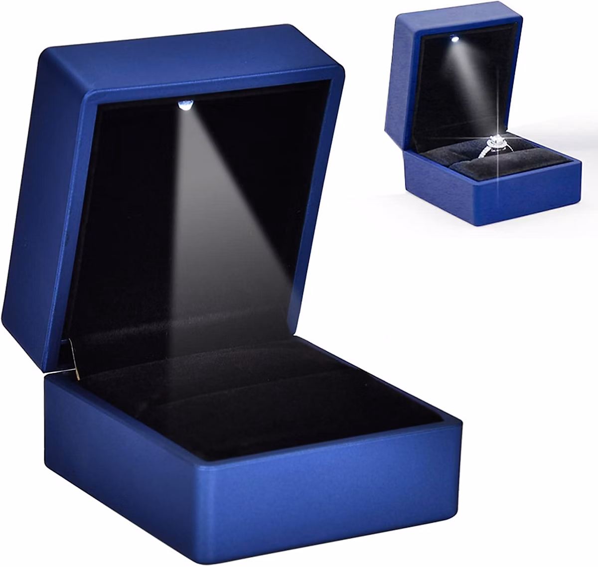 Boîte à Bijoux – Bague de Mariage Bijoux boîte conteneur Bijoux Pendentif Titulaire étui de Rangement lumière LED