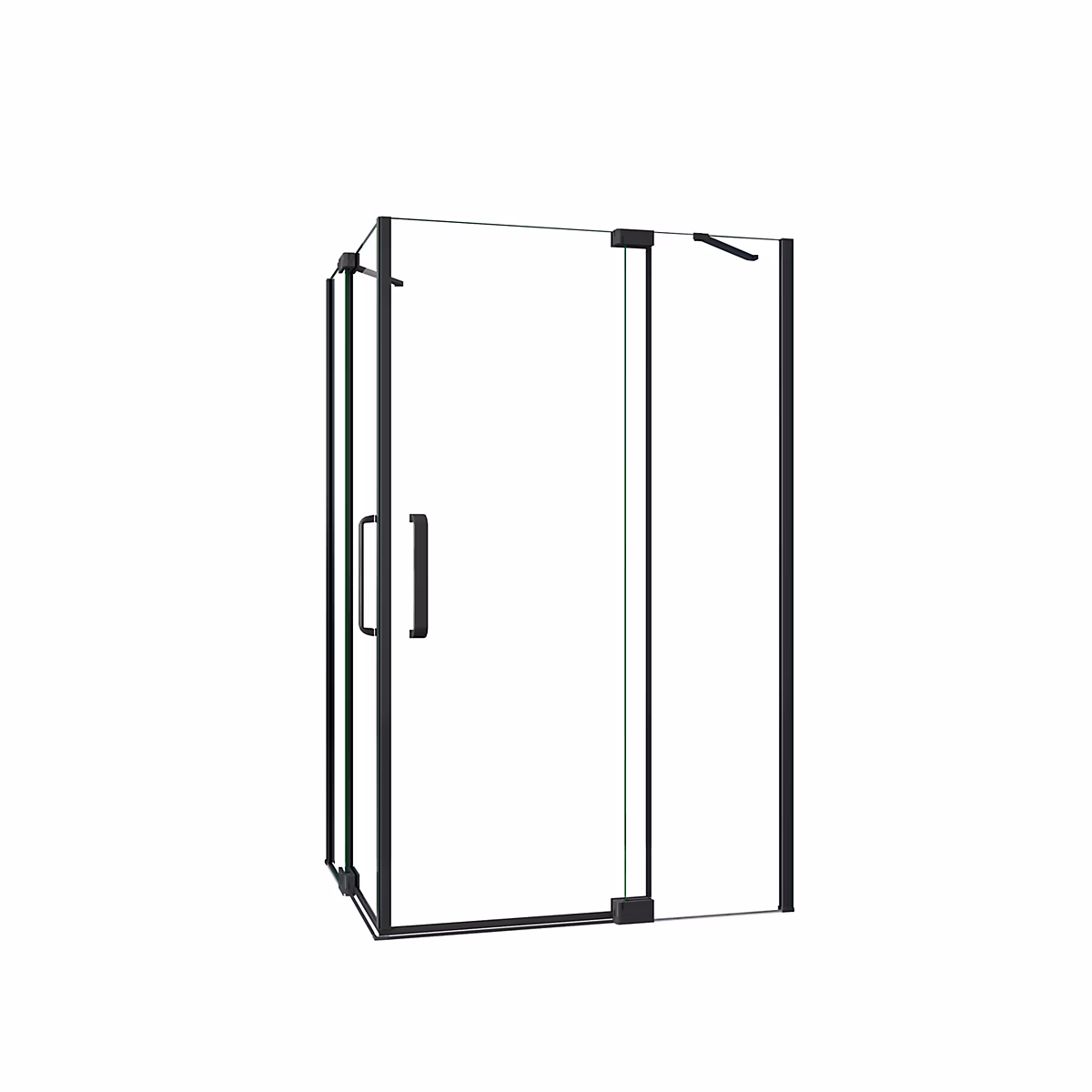 Cabine de douche 90 × 80 × 195cm en verre anti-calcaire – cabine porte de douche pivotante avec profil Noir mat Installation en angle