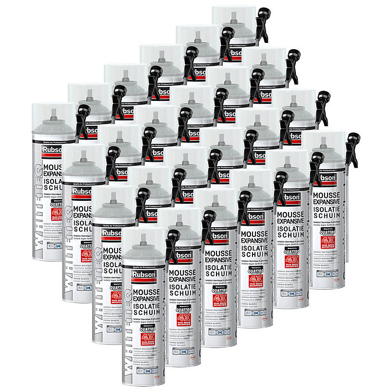 Etanchéité – 24x aerosols mousse PU expansive 500ml RUBSON WhiteTEQ