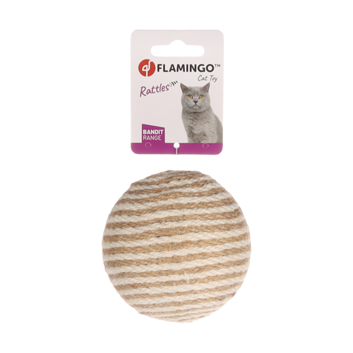 JOUET POUR CHAT FLAMINGO® BANDIT BALLE FLORIS BEIGE - ⌀10CM