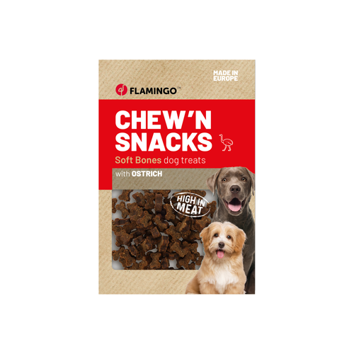FRIANDISES POUR CHIEN 'CHEW'N SNACKS' FLAMINGO® - AVEC AUTRUCHE - 150G