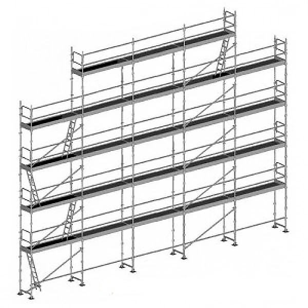 Echafaudage fixe de façade 180m² – Structure et planchers + Lisses, DUO180, SP