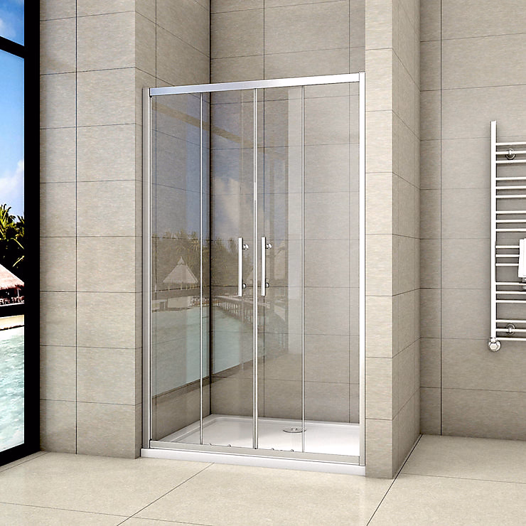 Aica Porte De Douche Coulissante 120 × 190cm Transparente Chromé L'accès Au Centre