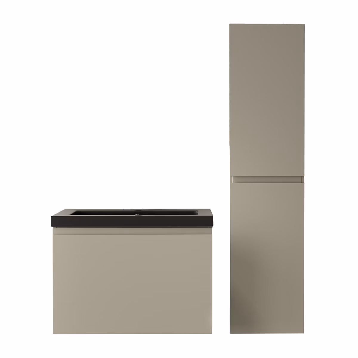 Ensemble meuble vasque noire 60 cm avec colonne – LOMAZOO Sorrento, greige