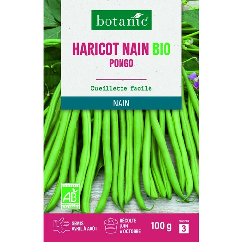 Accessoire au jardin：Graines de haricot nain pongo extra-fin sans fil botanic® - graines à semer