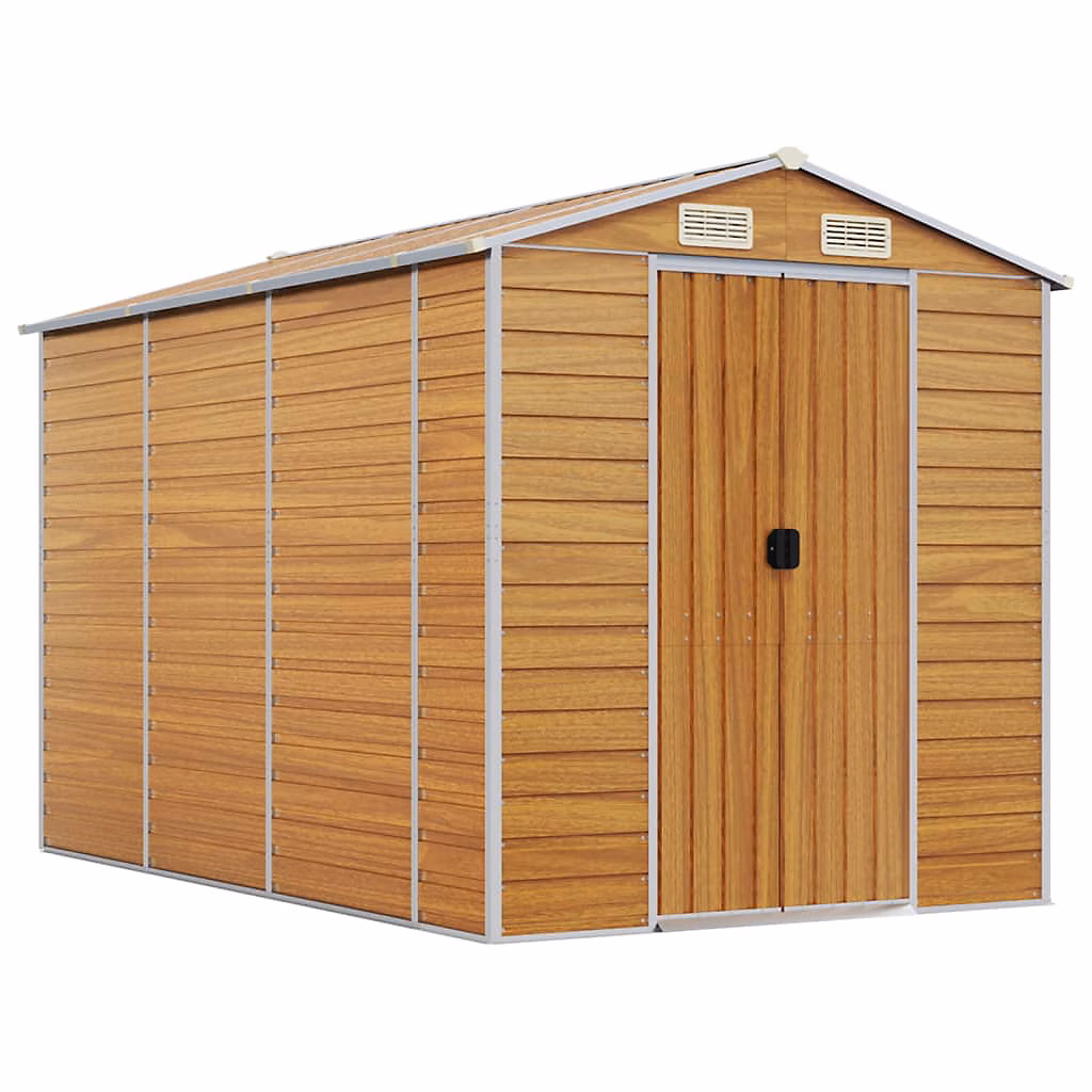 Abri de jardin marron clair 191 × 300 × 198 cm en acier galvanisé vidaXL