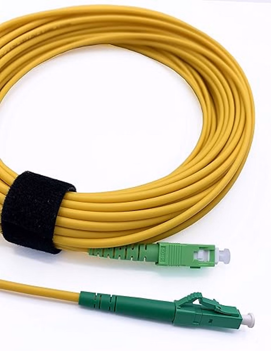 Elfcam – 20m Câble à Fibre Optique SC/APC à LC/APC Monomode Simplex 9/125um OS2 Jarretière Optique LSZH Jaune