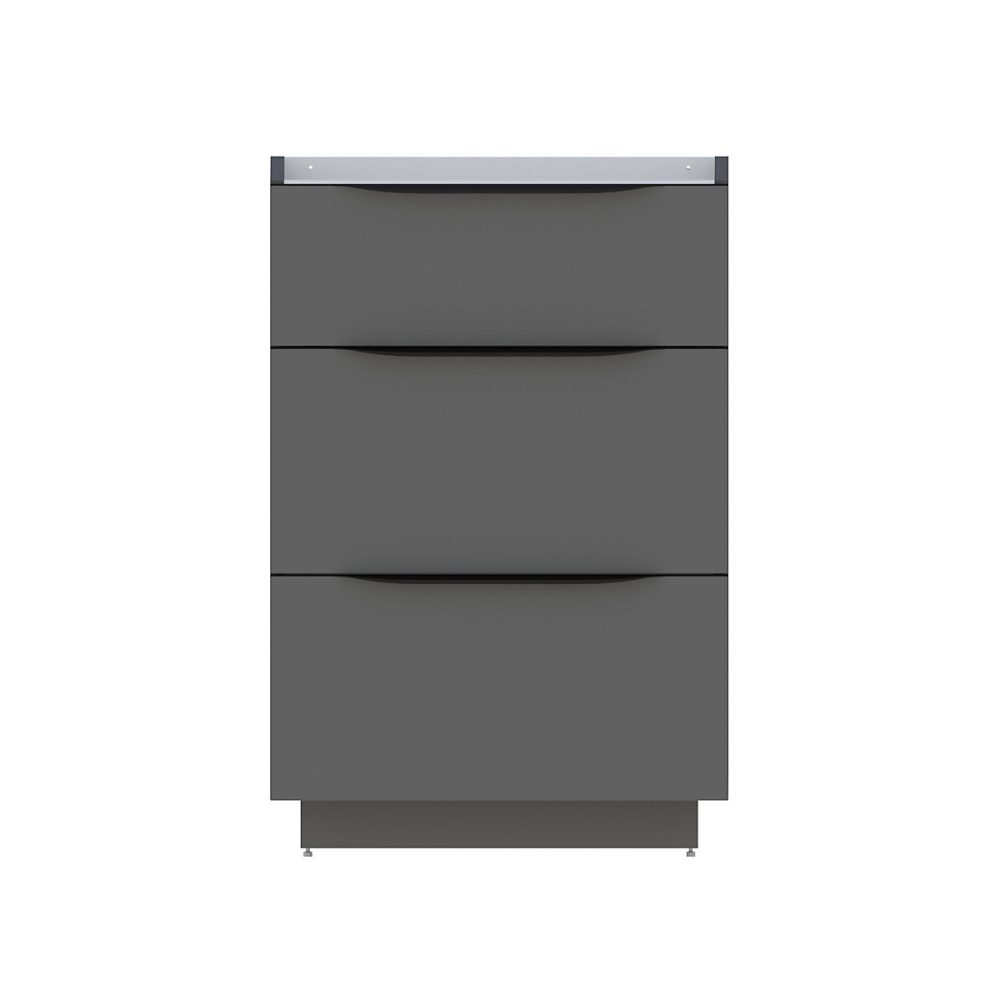 Meuble sous vasque à poser l.60 x H.88 x P.50 cm – gris anthracite brillant, Pamili