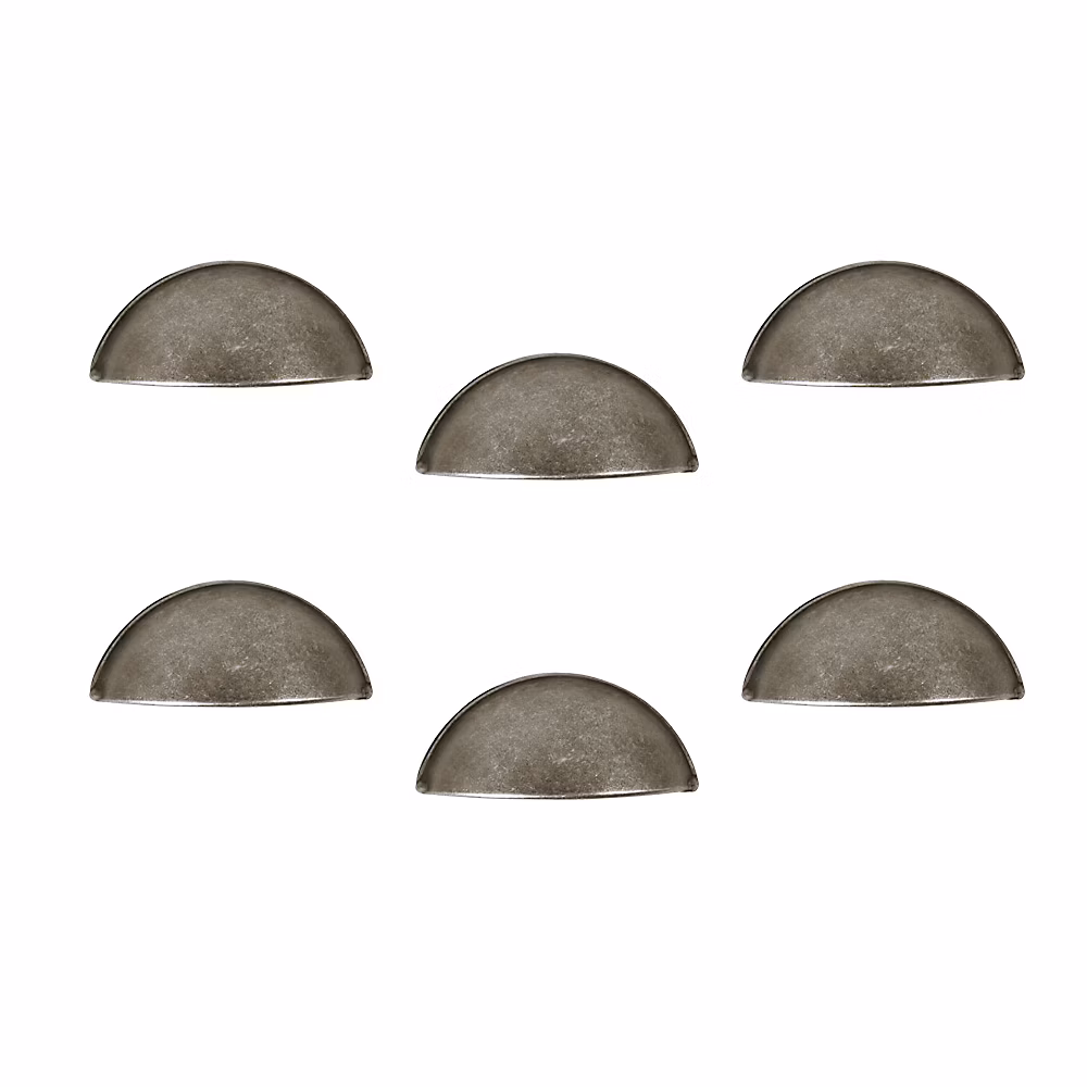 6 Un. poignées de meuble coquille finition vieux argent pour porte cuisine – entraxe 64MM