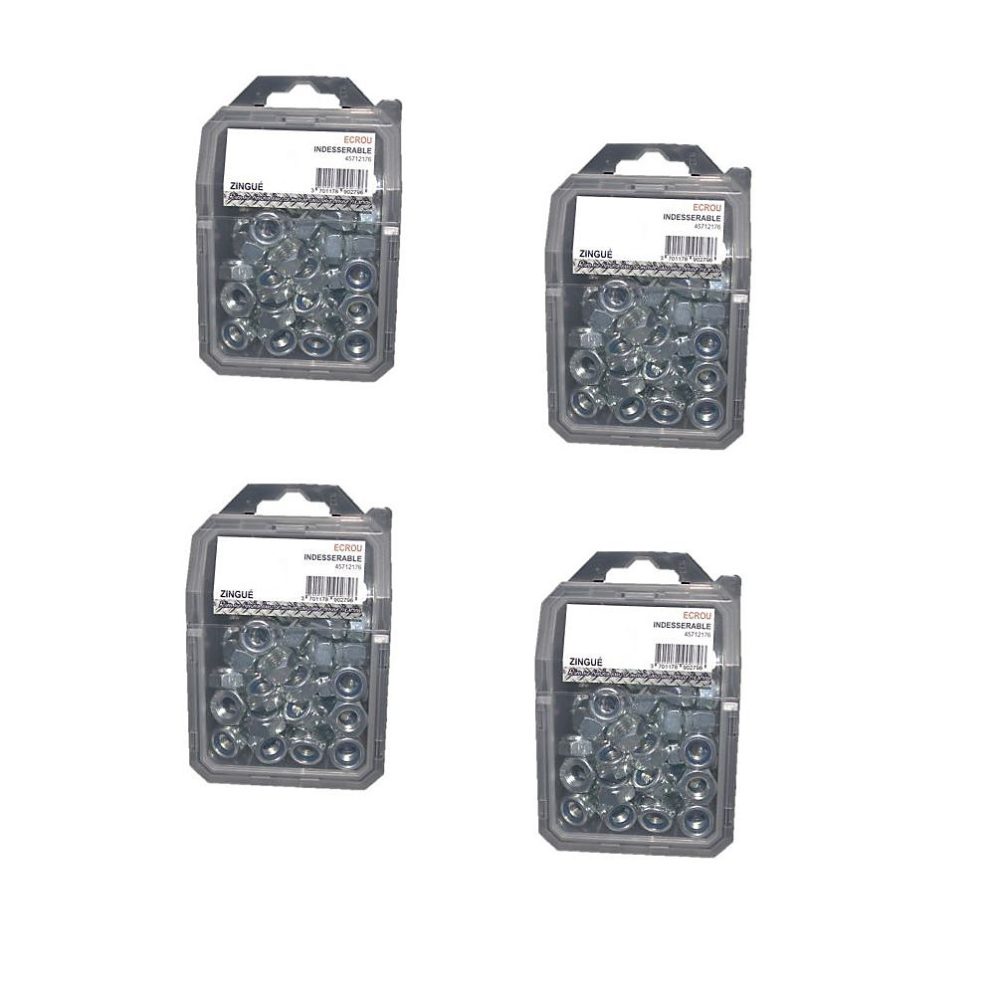 4 Coques de 10 Ecrous Freins Indésserrables M16 mm | DIN 985 – 6 – Zingué blanc – D – Work