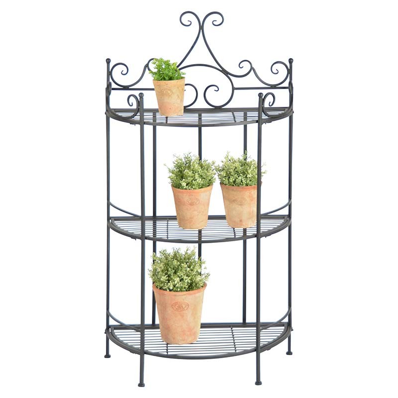 Étagère demi-ronde pliante en fer noir - 59,5x114,5 cm