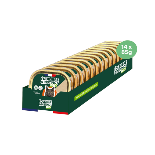 TERRINE POUR CHAT ADULTE & STÉRILISÉ ÉQUILIBRE & INSTINCT® BIO - POULET - 14X85G
