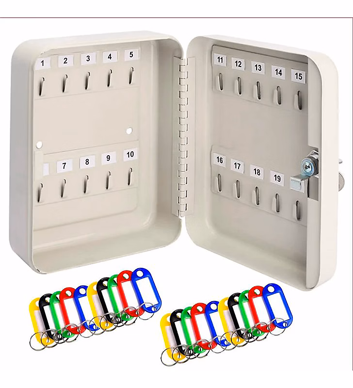 Sécurité des biens – Armoire à clés murale Boite à clés à serrure rangement 20 crochets