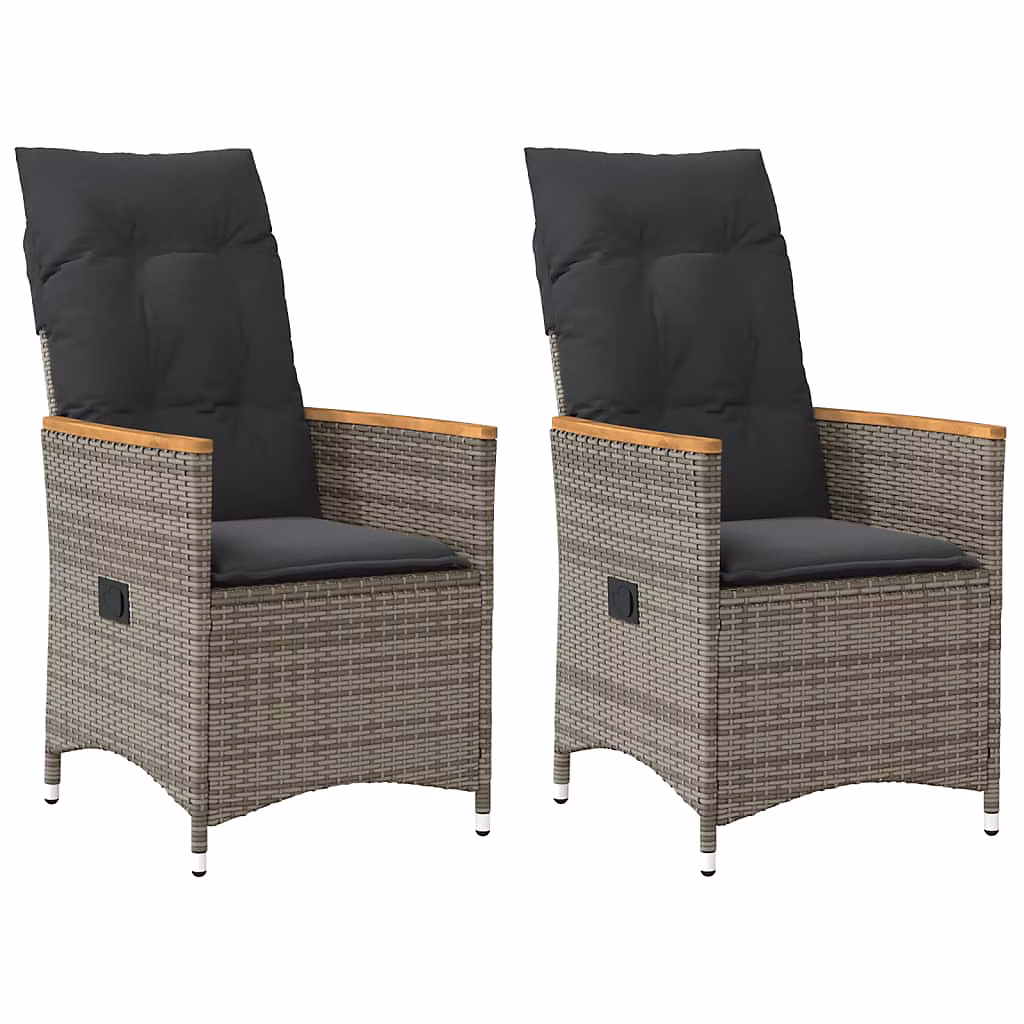 Chaises inclinables de jardin lot de 2 et coussins gris rotin vidaXL – Réf. BMIZZCRDX4706308534