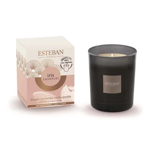 Extérieur tendance：Bougie parfumée rechargeable Initiale Iris cachemire Esteban - 180 g