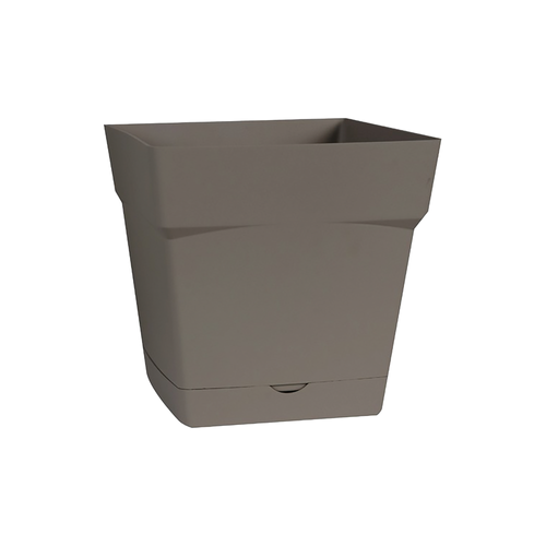 POT CARRÉ À RÉSERVOIR D'EAU 17,4CM TAUPE EDA® TOSCANE