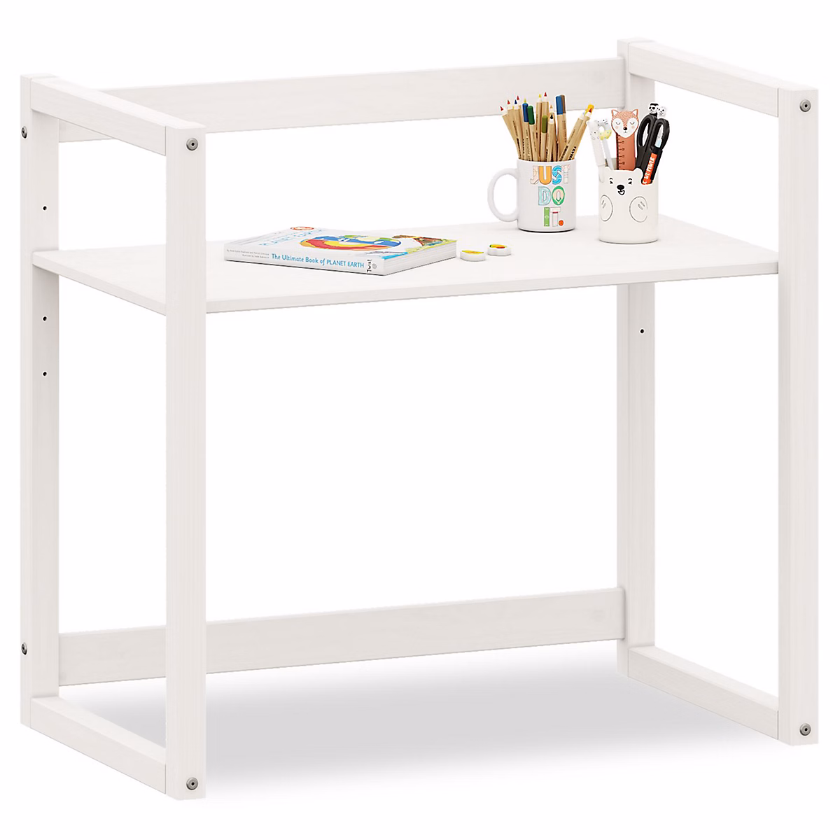 Bureau enfant SUZA réglable en hauteur en pin – Blanc