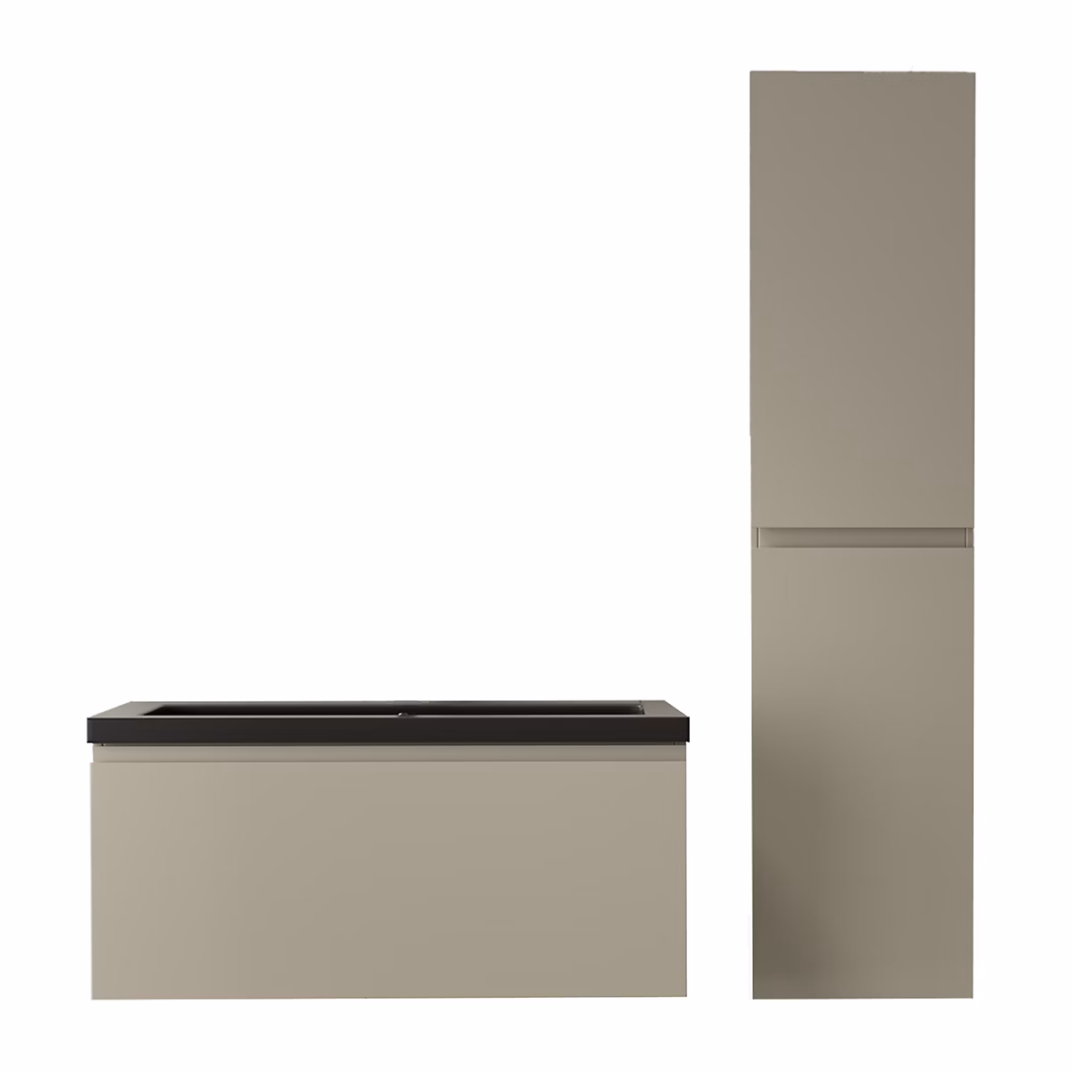 Ensemble meuble vasque noire 100 cm avec colonne – LOMAZOO Sorrento, greige
