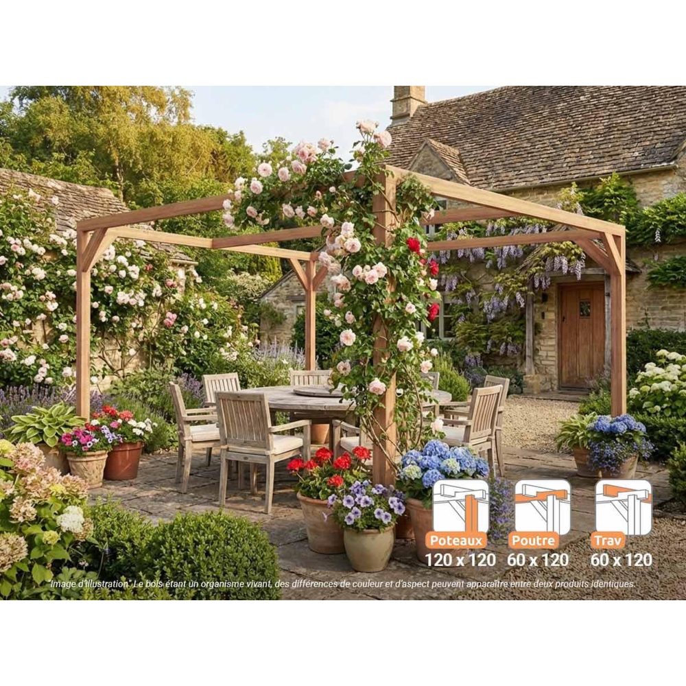 JARDIDECO Pergola en bois lamellé-collé caen 400 x 400 cm - maderland