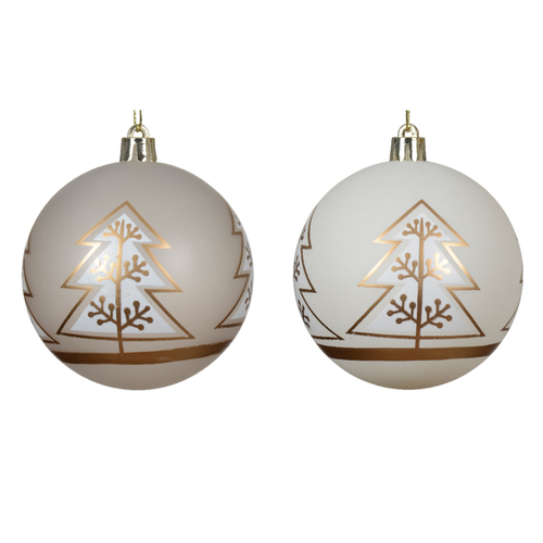 BOULE DE NOËL INCASSABLE MAT SAPIN BLANC LAINE OU BLANC LAINE GIVRÉ - ∅8CM