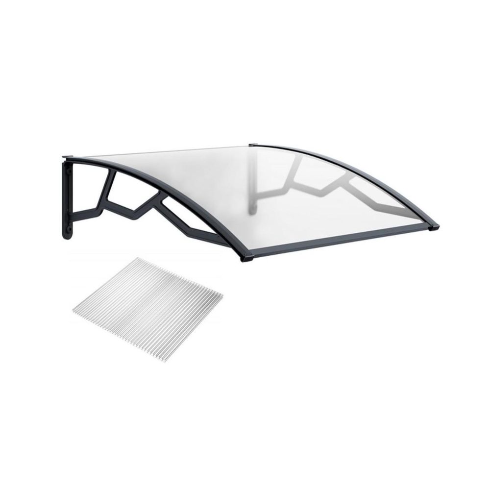 ART PLAST Auvent de porte d'entrée 100 x 120 cm transparente - polycarbonate alvéolé marquise extérieure bras polypropylène art plast