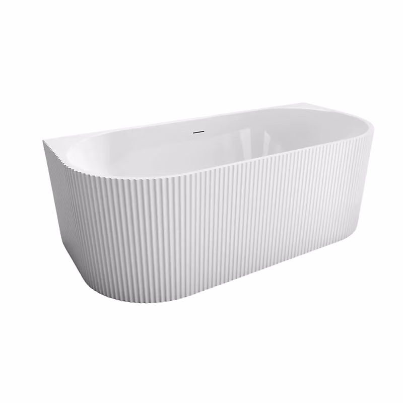 Baignoire ilot – 170 × 75 cm | Blanc brillant rainure avec bonde doré brossé | BELLA
