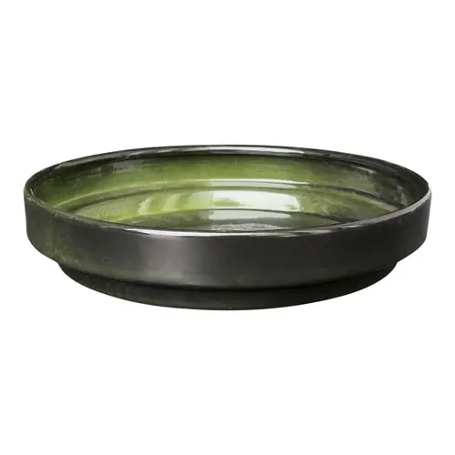 Sélection jardin:Soucoupe ronde en métal recyclé coloris vert algue vif Upcycle Conique - Ø 18 x H 3,5 cm