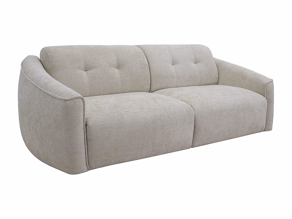 Canapé 4 places convertible express en tissu texturé beige – Couchage 160 cm, Matelas 16 cm mémoire de forme ASUFA