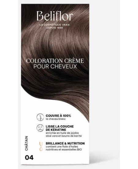 Beliflor Coloration Crème pour Cheveux 04 Châtain