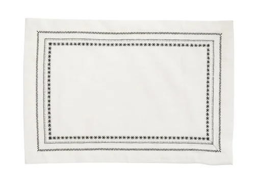 Une idée maline pour le jardin：Lot de 2 sets de table 3 bordures coloris noir en coton - 35 x 50 cm