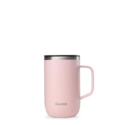 Style nature:Mug isotherme en inox recyclé Matt Qwetch Matt rose pastel - 470 ml