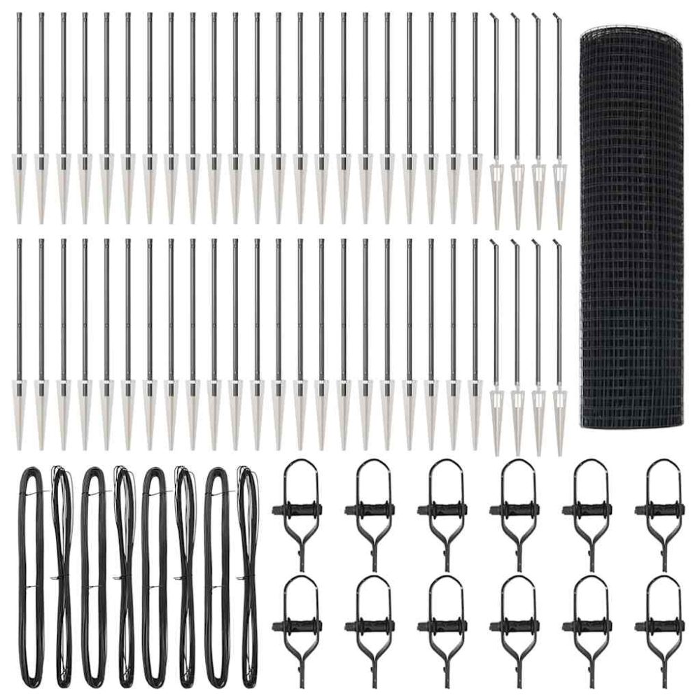 vidaXL Clôture en fil soudé avec pointes 100 x 0,4 m Gris Maille
