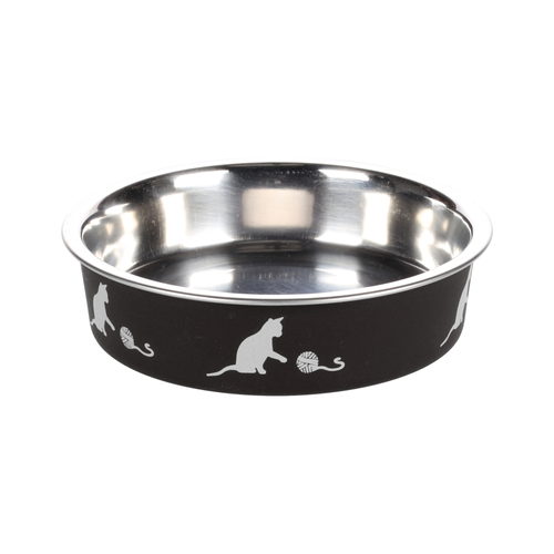GAMELLE POUR LA NOURRITURE ET L'EAU 'KENA' FLAMINGO® - NOIR & ARGENT - 160ML