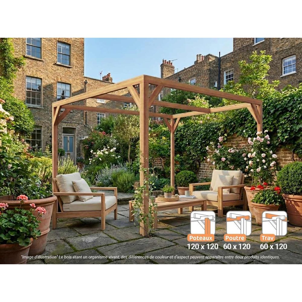 JARDIDECO Pergola en bois lamellé-collé caen 250 x 250 cm - maderland