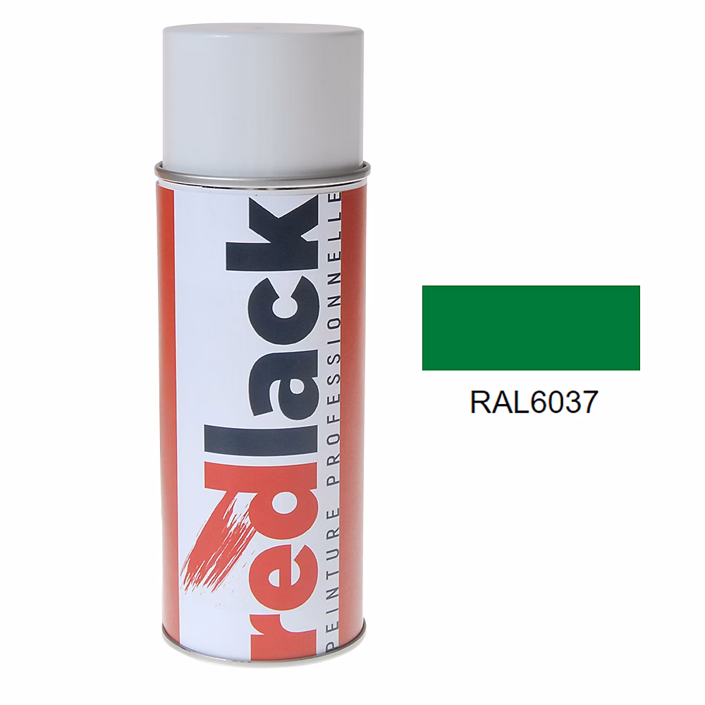 Bombe de peinture Aérosol | spray – 400ml – RAL 6037 Vert pur – Mat – multisupport – Redlack – RAL6037
