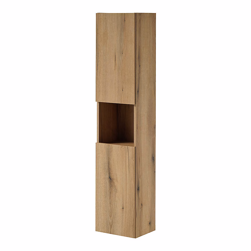 Colonne de salle de bain Newport avec 2 portes 30 × 140 × 25 cm effet chêne en.casa