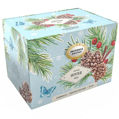 Extérieur durable：Coffret métal de tisane hiver bio Provence d’antan - 36 g