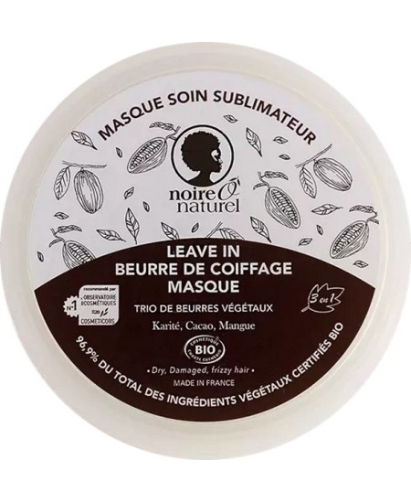 Noire O Naturel - Masque soin sublimateur Cacao Mangue Karité cheveux frisés à crépus - 200 ml