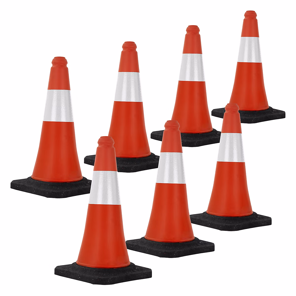 7x Cône de signalisation routière rouge/blanc en PVC 51cm bandes réfléchissantes – Réf. FYNRNDWAJ6812791911