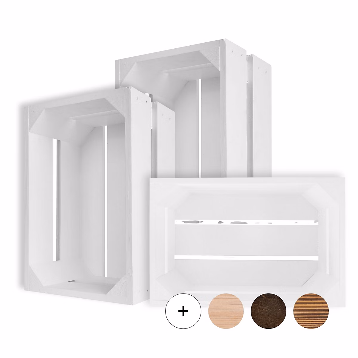 Creative Deco Lot de 3 Caisse en Bois Blanc 30 × 20 × 15 cm – Caisse Rangement Bois, Caisse en Bois Vintage, Cagette Bois Deco