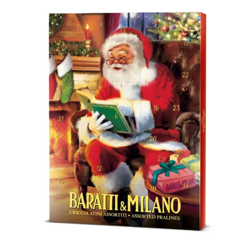 Pour vos projets jardin：Calendrier de l'Avent en chocolat design vintage Baratti & Milano - 38 x 28 cm