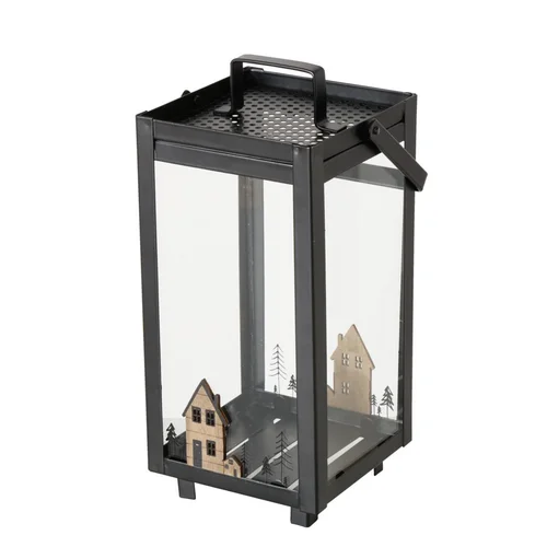 Pour votre espace vert：Lanterne Homewood coloris noir en bois - 15 x 15 x 31 cm
