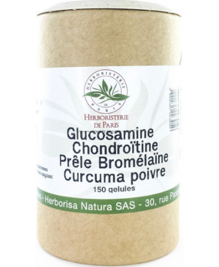 Herboristerie de Paris - Glucosamine Chondroïtine Prêle Bromélaïne Curcuma Poivre - 150 gélules
