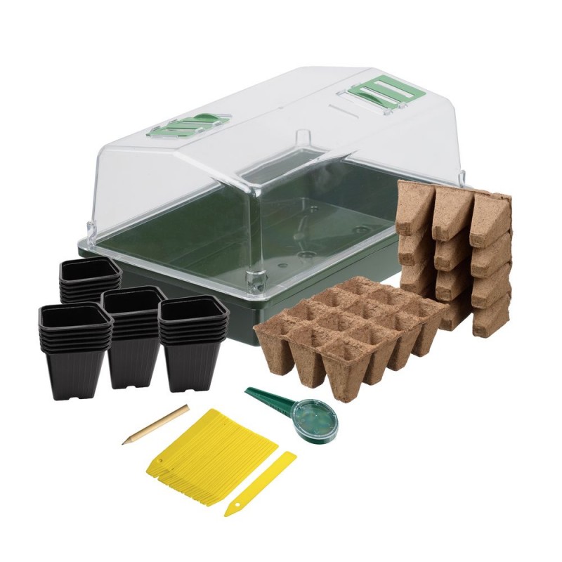 Kit mini-serre complet avec pots de semis et accessoires