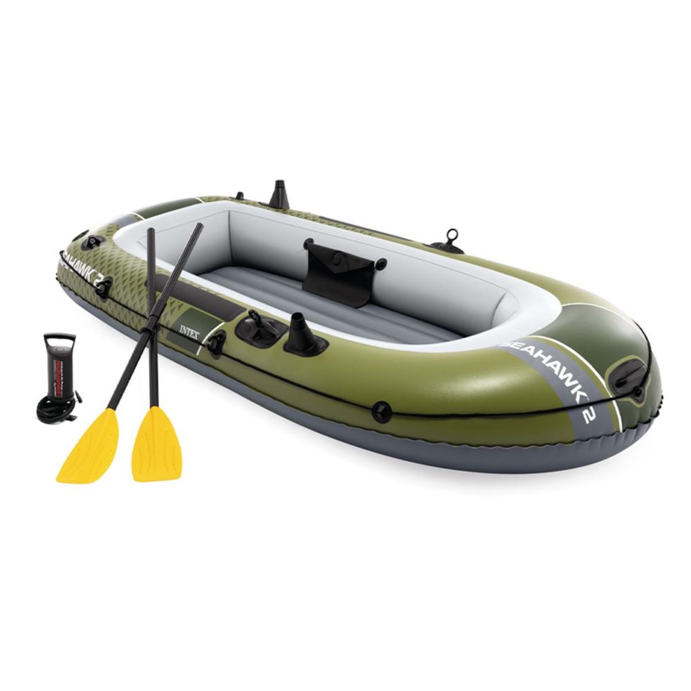 INTEX Kit bateau gonflable 2 places seahawk 2 avec rames et gonfleur - intex