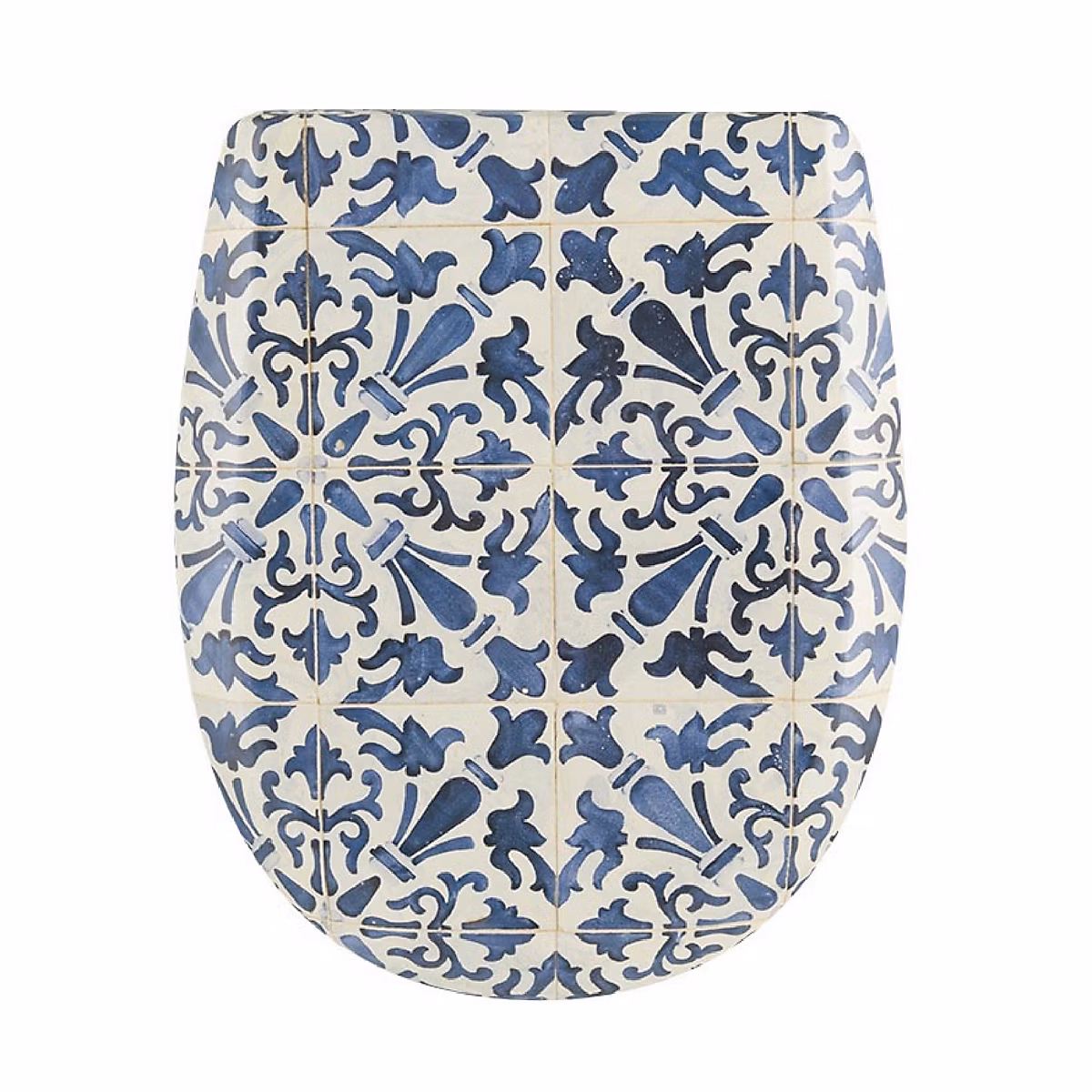 Abattant easy clip avec descente assistée au style azuleros (49.5 × 38 cm – Bleu azur)