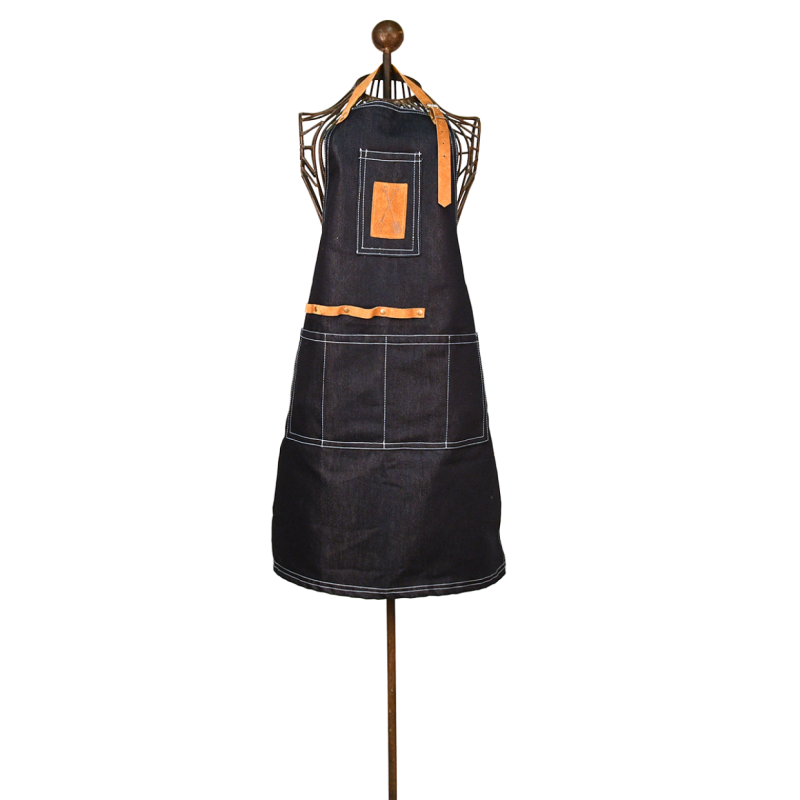 Tablier de jardinage en jean noir avec poches
