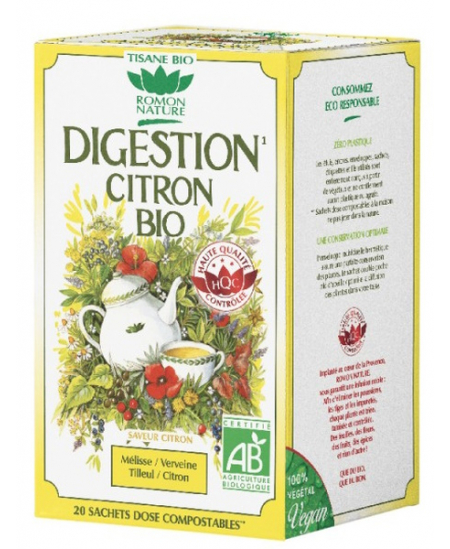 Romon Nature - Tisane Digestion Citron bio Romon - 20 sachets de 32 gr