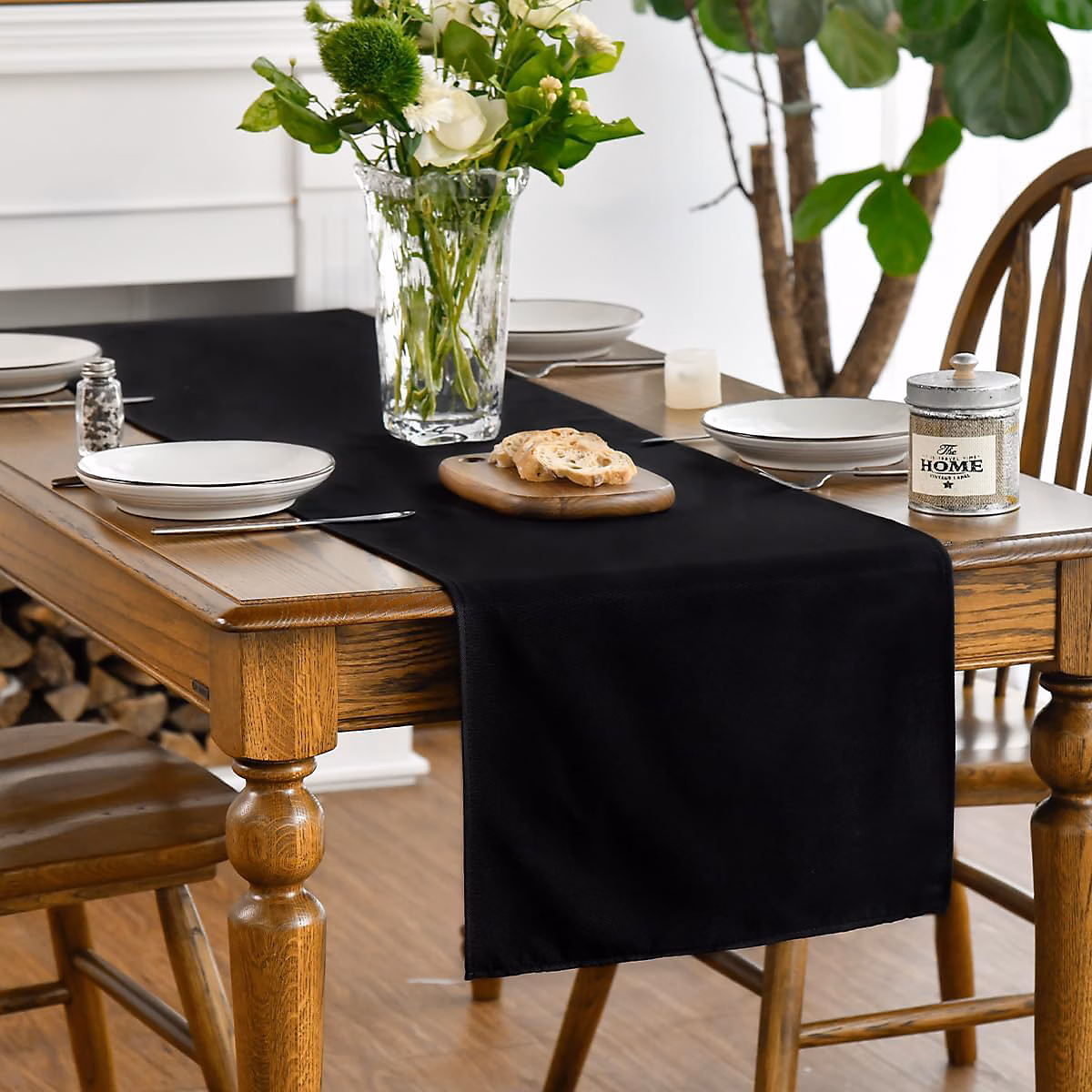 Chemin de Table Polyester Noir 40 × 100 cm